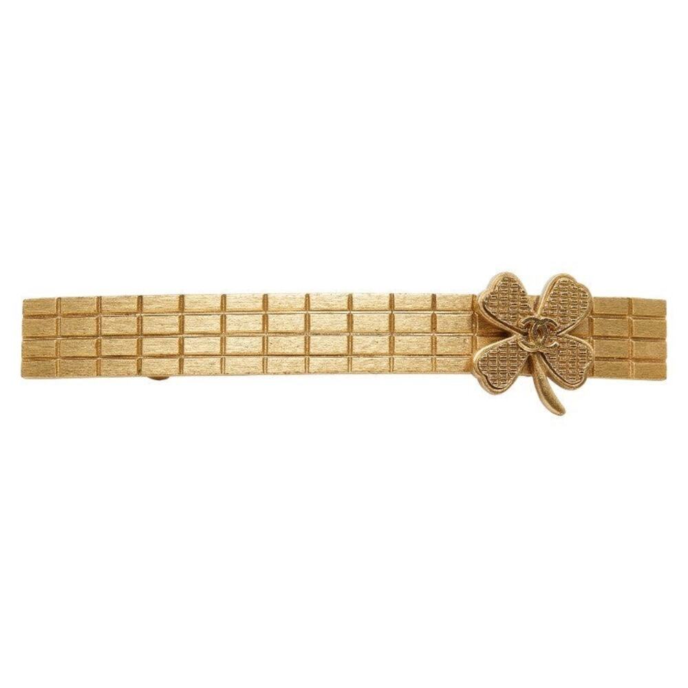Chanel Clover CC Logo Gold Plated Barrette